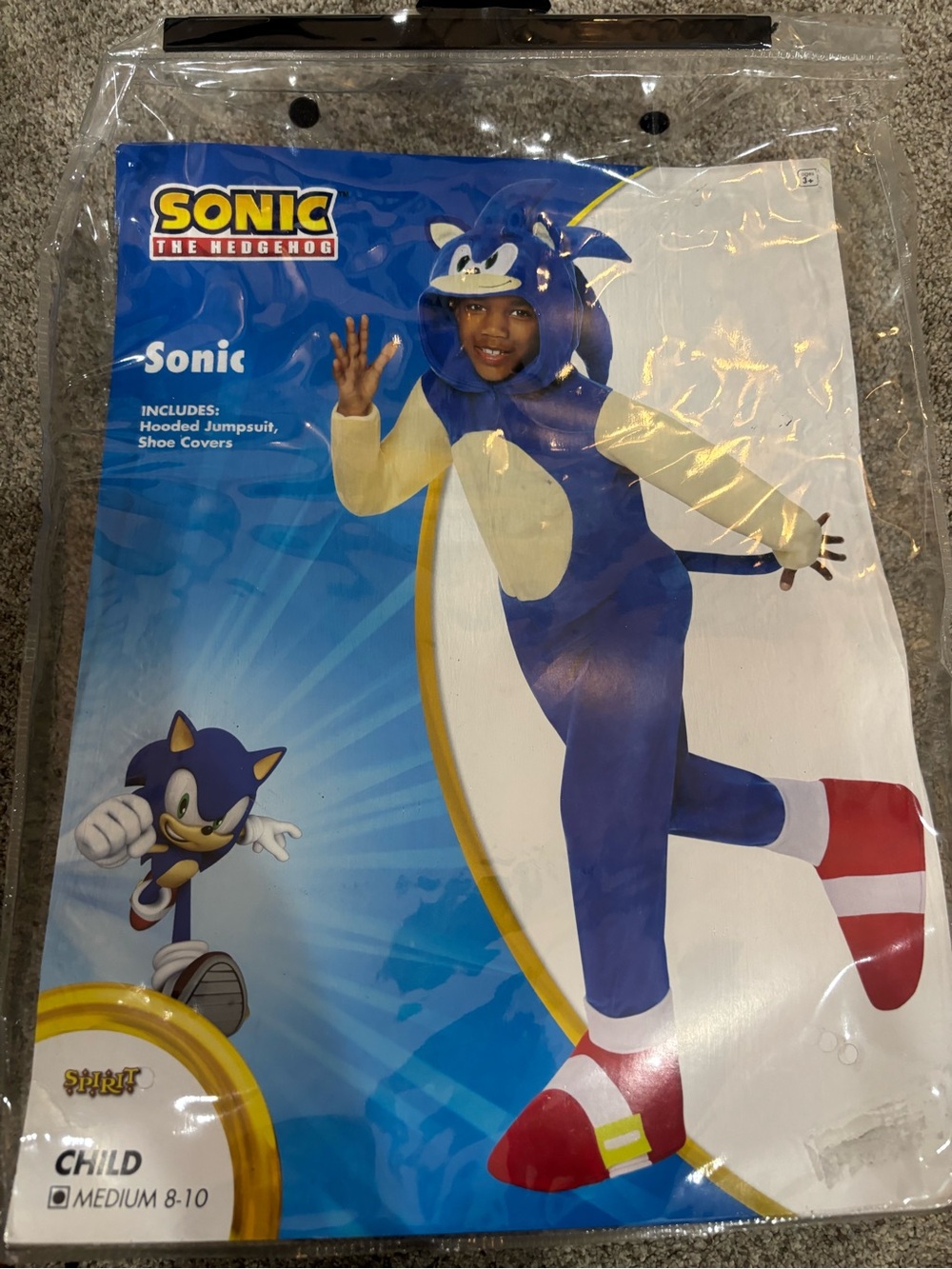 Spirit Sonic The Hedgehog Costume Child M 8-10 Video Game Cosplay Gamer Cartoon